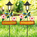 Lewondr Solar Garden Lights Bee, 37.4 Inch Solar Lamp Post Light with Welcome Sign & Bees, Outdoor Waterproof Solar Stake Lights for Yard Porch Patio Pathway Gardening Gifts, 2 Pack