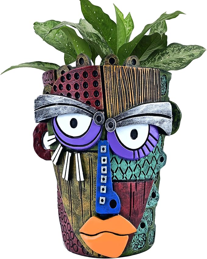 Abstract Face Planter Pots for Plants,Hand-Painted Colorful Flower Pots with Drainage, Indoor Outdoor Garden Decor Gift(Classic,Small)