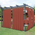 Easy-Going Outdoor Patio Curtains Detachable Tab Top Windproof Weatherproof Curtain for Cabana, Porch, Pergola and Gazebo, Tab Bottom Drape, 2 Panels, 54W x 108L inch, Terra Red
