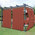 Easy-Going Outdoor Patio Curtains Detachable Tab Top Windproof Weatherproof Curtain for Cabana, Porch, Pergola and Gazebo, Tab Bottom Drape, 2 Panels, 54W x 96L inch, Terra Red