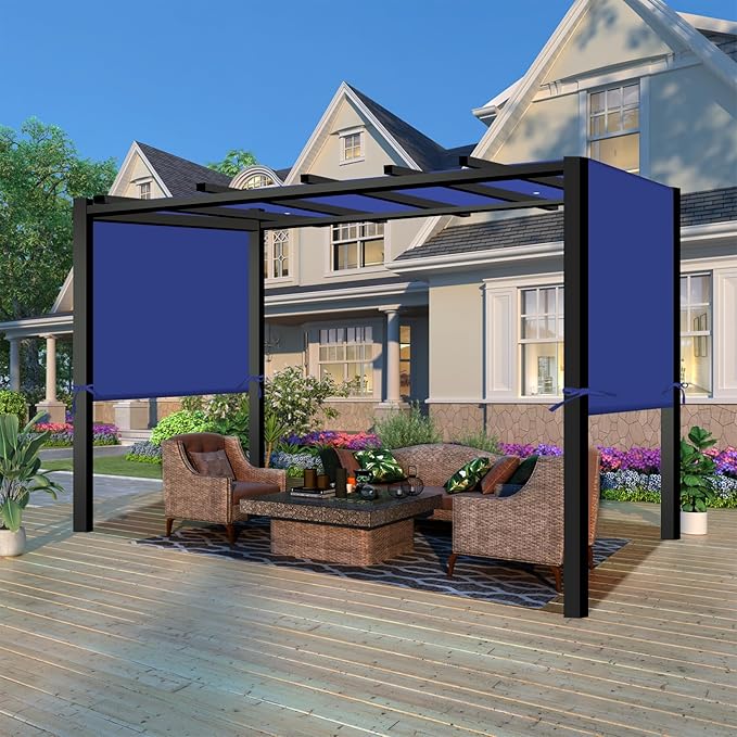 Universal Waterproof Pergola Canopy Shade Cover Replacement - 17'x6.8' Outdoor Sun Shades Canopy Top for Patio Gazebo Deck Balcony Porch, Cover Only (Blue)