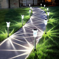Solar Pathway Lights 10 Pack Christmas Solar Lights Outdoor Waterproof 6000K Cold White Yard Lighting, LED Stainless Steel Stake for Garden Outside Landscape Lawn Driveway Walkway Path
