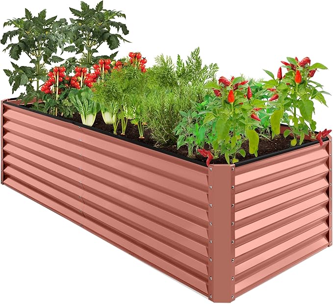 Best Choice Products 8x4x2ft Outdoor Metal Raised Garden Bed, Deep Root Planter Box for Vegetables, Herbs & Flowers, 478-Gallon Capacity, 100% Non Toxic Materials - Terracotta
