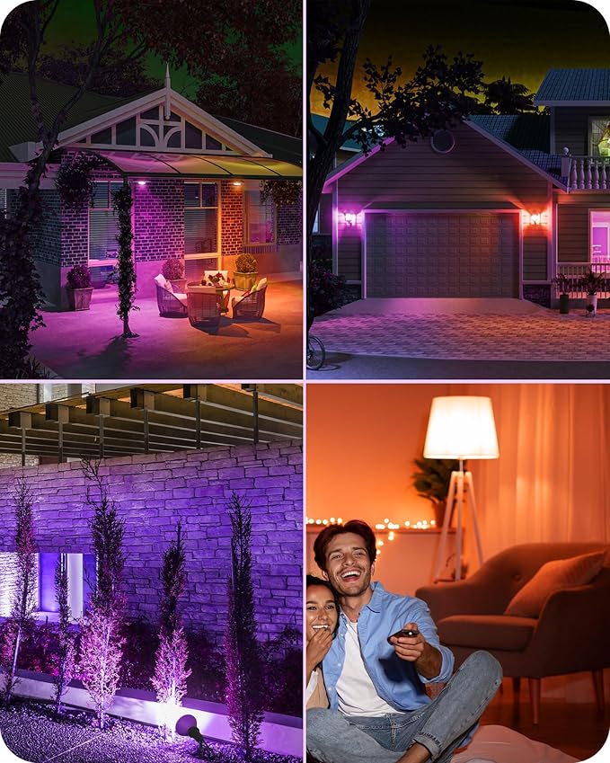 EDISHINE PAR38 Purple & Orange LED Flood Light Bulbs Outdoor, Dimmable LED Light Bulb, 18W(120W Equivalent), Outdoor Weatherproof Light Bulb, E26 Base, 4 Pack
