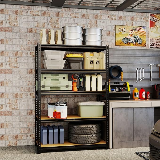 Garage Storage Shelves 2PCS, 60'' H Shelving Units and Storage, 2400 LBS Heavy Duty Shelving, Metal Garage Shelves for for Basement, Warehouse, Pantry, Closet, Kitchen 12" x 28'' x 60''