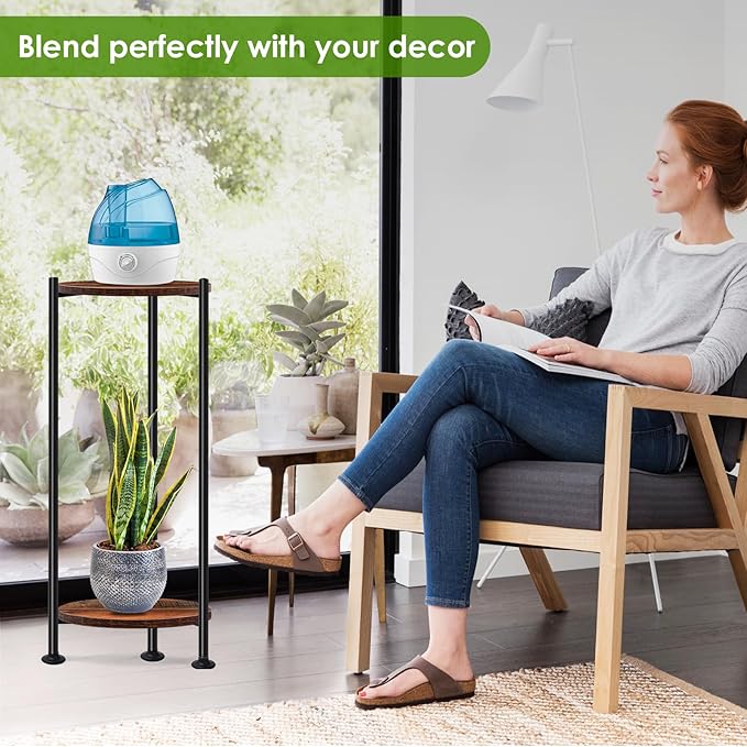 2-Pack Plant Stand Indoor Outdoor, 30'' Tall Plant Stands for Indoor Plants, Heavy Duty Indoor Plant Shelf, 2 Tier Flower Stand for Living Room, Balcony, Deck(Brown)