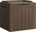 Flamaker Deck Box 31 Gallon Waterproof Resin Small Deck Box with Lid, Indoor Outdoor Package Delivery Box, Organization and Storage for Patio Furniture, Garden Tools, Outdoor Cushions (Deep Brown)