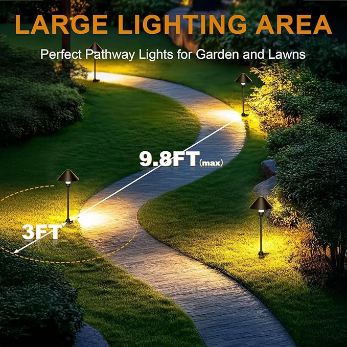 Low Voltage Pathway Lights with Timer, 4H/6H/8H Auto On/Off Low Voltage Landscape Lighting 3000K Waterproof LED Landscape Path Lights for Flower Bed Backyard Walkway Driveway, Set of 4