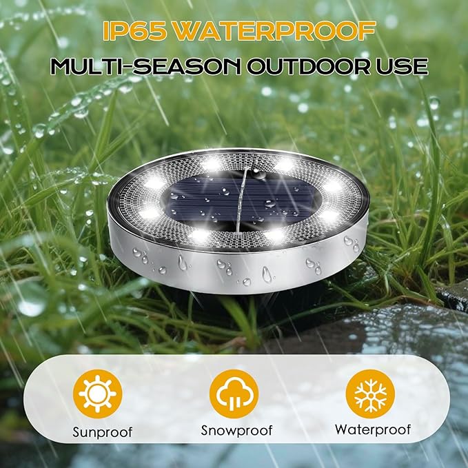 Solar Lights Outdoor 16 Pack, Solar Garden Outdoor Waterproof Pathway Lights Bright In-Ground Light Outdoor Lighting Decor for Lawn, Patio, Yard, Driveway, Step and Walkway White Light
