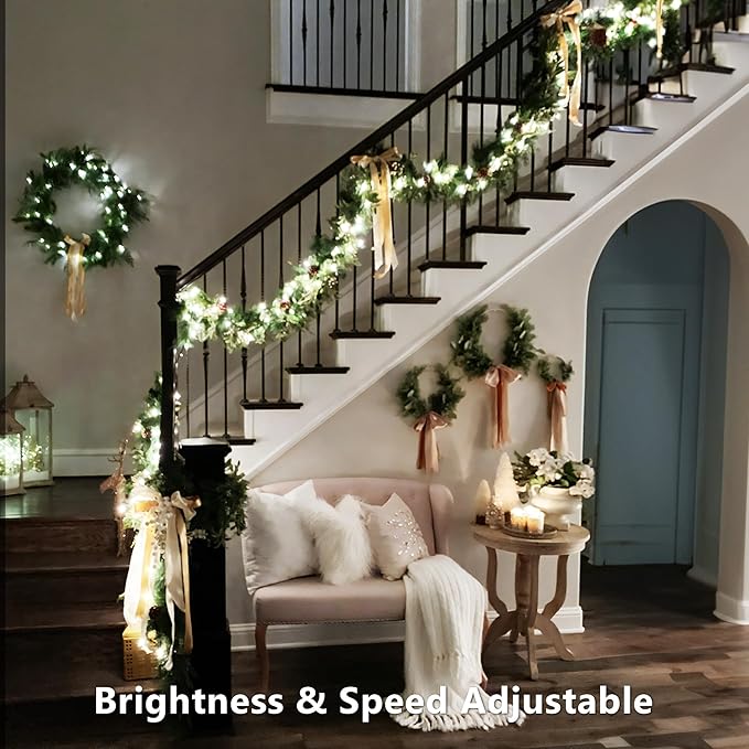Brizled Color Changing Christmas Lights, 33ft 100 LED RGB Easter Light String with Remote, Dimmable Mini Light String, USB Indoor Decorative Lighting Party Xmas Tree Wreath Year-Round Holiday