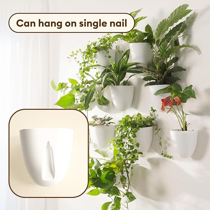 PlantPod Classic - Self-Watering Wall Planters (3, White) - Easy to Water and Install - Lightweight - Design Your Own Vertical Garden - Wall Planters for Indoor Plants