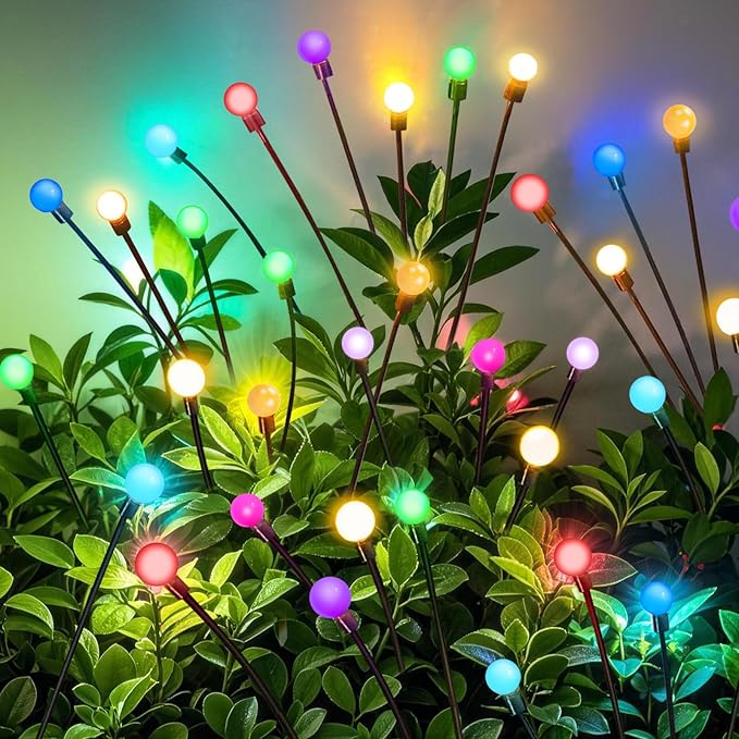 Solar Garden Lights Outdoor, Swaying Light Waterproof Solar Lights Outdoor for Yard Pathway Patio, Swaying Lawn Decor as Gardening Gifts for Women Holiday (Multicolor, 4 Pack)