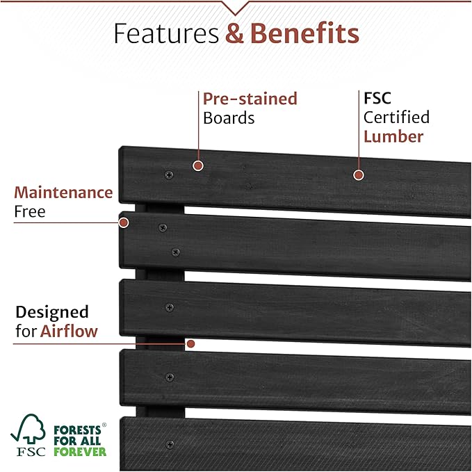 6ft H x 3.1ft W (1 Panel) No Dig Enclo Aspen Charcoal Wood Privacy Screen, Decorative Patio Privacy Screen, Great to Hide Trash Cans, Outdoor Privacy Fence Panel, Air Conditioner Fence, EC18042