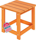 LZRS Adirondack Square Outdoor Side Table for Patio, Pool Composite Patio Table,HDPE End Tables for Backyard,Pool, Indoor Companion, Easy Maintenance & Weather Resistant(Orange)