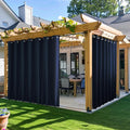 NICETOWN 2 Panels Outdoor Curtains for Patio, Waterproof & Windproof Grommet & Back Tab on Top & Bottom Thermal Insulated Sun Blocking Privacy Drapes with Rope for Pergola, Navy Blue, W100 x L84