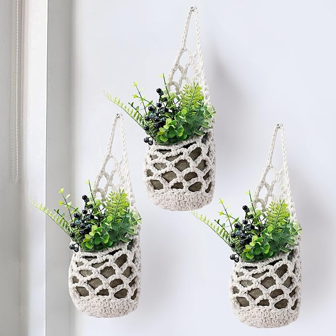 3 Packs Hanging Planters for Indoor Plants up to 4 in., Wall Plant Holder | Plant Hanger Indoor, Wall Planters for Indoor Plants, Hanging Plant (3PK, for 4 inch Pot)