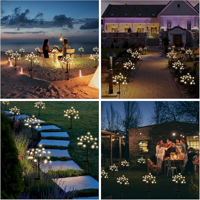 Solar Garden Lights Outdoor,Solar Lights Outdoor Decorative Waterproof for Outside 8Pack,160Led Solar Flowers Garden Decor, Yard Pathway,Patio Fairy Decorations,Gardening Gifts for Women Mom