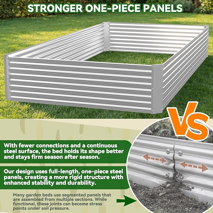 3 Pack Corrugated Galvanized Steel Raised Garden Bed Outdoor, Metal Above Ground Garden Bed for Vegetables and Flowers, Rectangle Raised Beds for Gardening-4x2FT