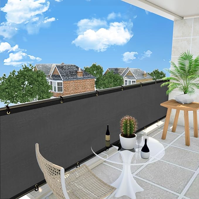 UPGRADE Privacy Fence Screen 3'x12' Dark Grey Outdoor 90% Visibility Blockage 170 GSM Mesh Shade Cover Panels for Backyard,Balcony,Home Decoration with Zip Ties,Customized Avaliable