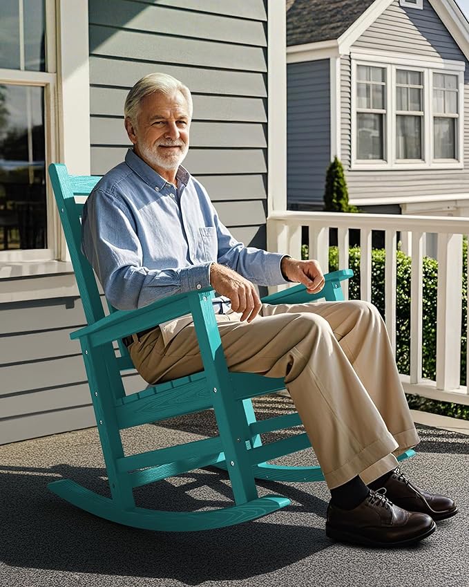 SERWALL Oversized Outdoor Rocking Chair Set of 2, HDPE Rocker for Adults, Patio Rocking Chairs for Porch, Aruba