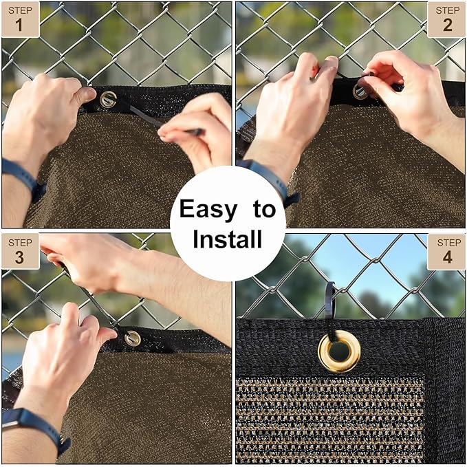 UPGRADE Privacy Screen 3' x 16' Fence Commercial Shade Cover with Brass Grommets Heavy Duty Perfect for Outdoor Back Yard, Brown, Customizable