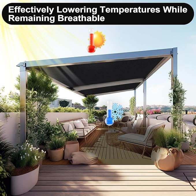Artpuch 90% Sun Shade Cloth, 3 x 12 FT Pergola Shade Cover Canopy with Grommets, Sun Screen Fabric Tarp for Patio, Outdoor, Garden, Backyard, Black
