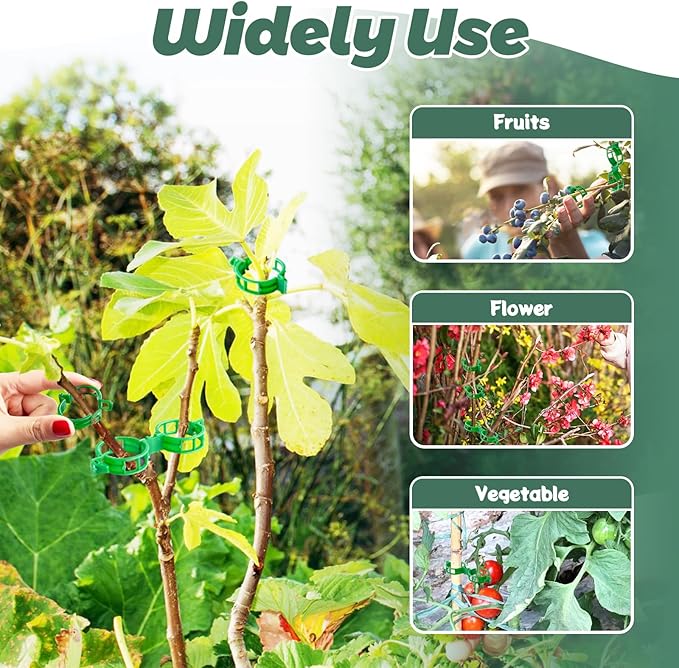 OJYUDD 400 Pcs Tomato Clips,Plastic Vine Clips,Plant Support Clips for Gardening,Climbing Plants,Tomato,Vegetables(Green)