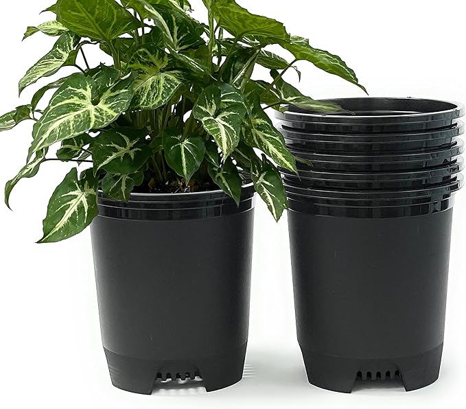 3 Gallon Nursery Pot Plastic Planters for Outdoor Indoor Plants Gardening 6-Pack Flower Pots Plant Pots with Drainage Holes