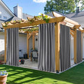 NICETOWN 2 Panels Outdoor Curtains for Patio Waterproof & Windproof, Rod Pocket & Back Tab on Top & Bottom for Privacy and Wind Resistant for Pergola, Free Rope Included, Grey, W52 x L84 per Panel