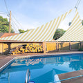 E&K Sunrise 18' x 18' x 18' Sun Shade Sail Triangle Canopy Shade Cover UV Block for Patio Backyard Garden Outdoor (Beige White Strip)