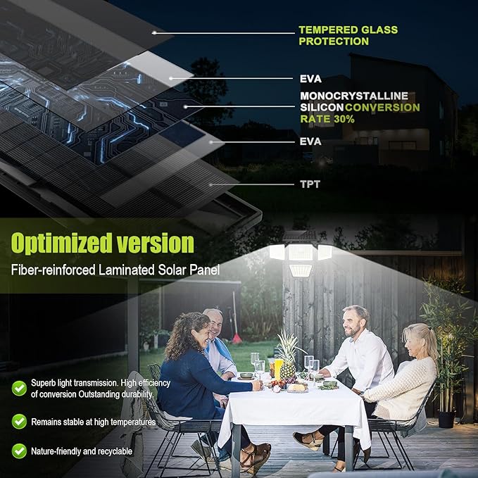 3000LM Solar Lights Outdoor with Motion Sensor,4 Head 270° Wide Angle Street Area Lights,IP65 Waterproof Security Lighting with 3 Modes(Remote,2 Pcs)