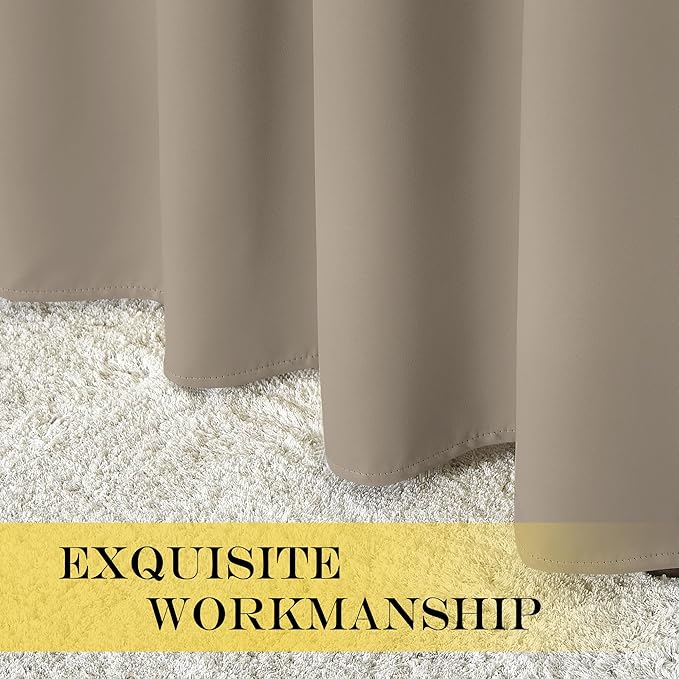NICETOWN Blackout Curtains 84 Inch Length, Thermal Insulated Curtains for Bedroom Grommet Energy Saving Room Darkening Drapes for Living Room Window, 1 Panel, Taupe, 66" W x 102" L
