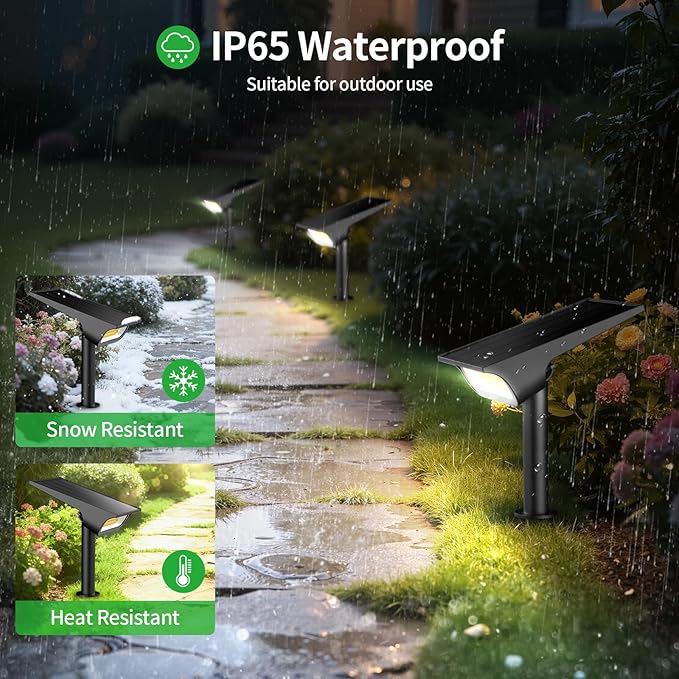 Solar Light Outdoor Waterproof IP65, 56 LED 3 Color Modes Solar Spot Lights Outdoor, Solar Powered Garden Lights for Outside Landscape Pathway Yard House Patio Garage Driveway Tree, 2Pack