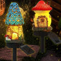 2 Pack Fairy Outdoor Garden Fairy House Mushroom Solar Light Home Statue LED Light for Spring Outside Garden Lawn Walkway Patio Yard Backyard Plant Decoration