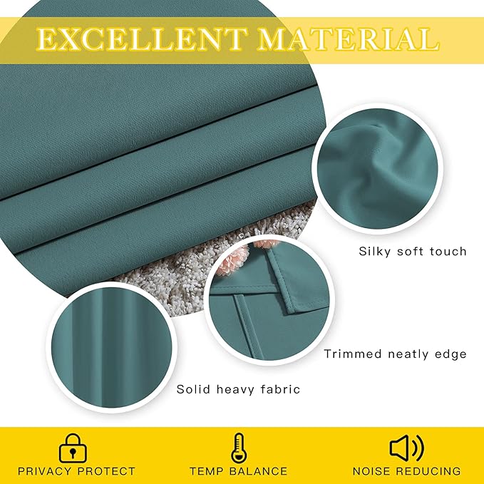 NICETOWN Blackout Room Darkening Window Curtain - Thermal Insulated Solid Grommet Blackout Curtain/Drape for Living Room/Villa (Sea Teal, Single Panel, 80 by 108-inch)