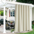 RYB HOME Outdoor Curtains for Patio Waterproof Block Sunlight Thermal Insulated Privacy Assured Thick Outside Curtains for Porch, Gazebo, Pergola, W84" x L95", Beige, 1 Panel