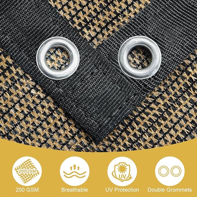 Shade&Beyond 90% Sun Shade Cloth with Grommets, 8' X 12' Pergola Shade Cover Canopy, Mesh Tarp Sun Screens for Patio, Outdoor, Garden, Backyard, Mocha