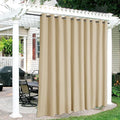 RYB HOME Extra Wide Outdoor Curtains for Patio Waterproof Heavy Duty Thermal Insulated in Summer Full Coverage Privacy for Porch, Cabana & Pool, W150 x L84, Biscotti Beige, 1 Panel