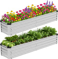 2 Pack 6x1.5x1FT Galvanized Metal Raised Garden Bed Kit for Vegetables, Herbs, Open-Bottom Large Capacity Outdoor Planter Box Gardening Stakes, Silver