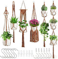 Macrame Plant Hangers, 6Pack Hanging Plant Holders Indoor w/ 6 Set Hooks Handmade Cotton Rope Plant Hangers Set Flower Pots Holder Stand Boho Home Decor Hanging Planters for Indoor Outdoor Plants