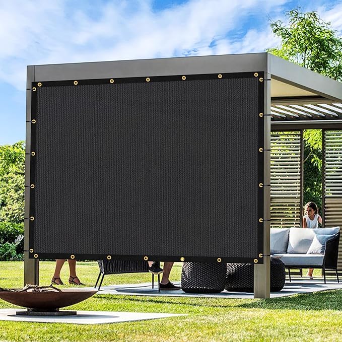 Artpuch Outdoor Pergola Shade Cover 12x17 FT Sun Shade Cloth with Grommets Black 90% UV Protection Canopy Patio Privacy Screen (Customized Available)