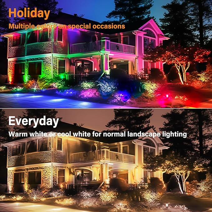 Spotlight Outdoor RGBW Low Voltage Landscape Lights, 12V-24V Color Changing Landscape Lights with Remote Control Landscape Spotlights for Garden Yard Path Tree Decorative (6 Pack)
