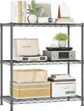 Xcity Storage Shelves, 3 Tier Heavy Duty Metal Shelving Unit with Wheels, 1050 LBS Capacity Adjustable Steel Wire Shelf Organizer for Pantry, Kitchen, Garage, 14" D x 24" W x 30" H, Black