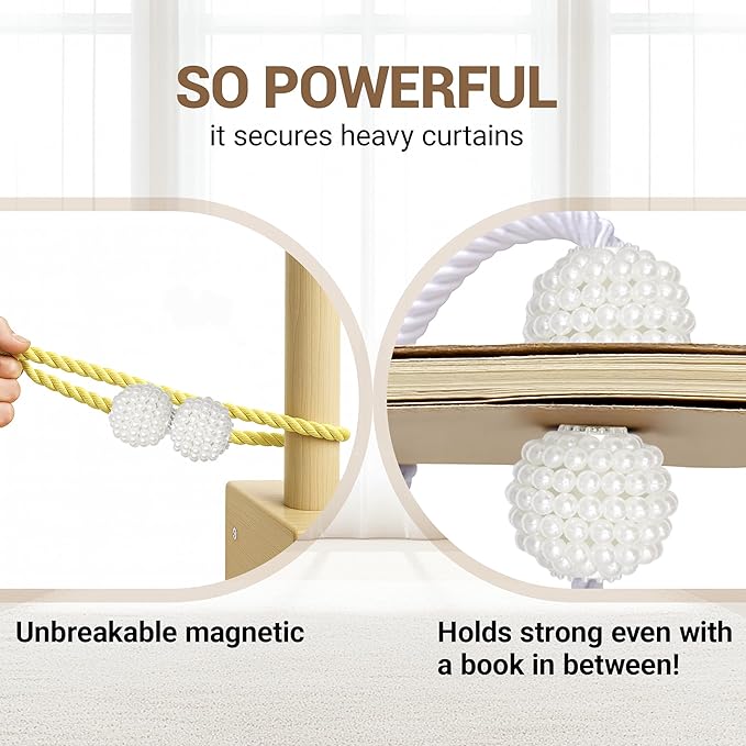 Hion Magnetic Curtain Tiebacks Golden 6 Pack, Curtain Tiebacks Buckles Holdbacks Holders Hooks Clip for Home Bedroom Office Decorative Thick or Thin Curtain