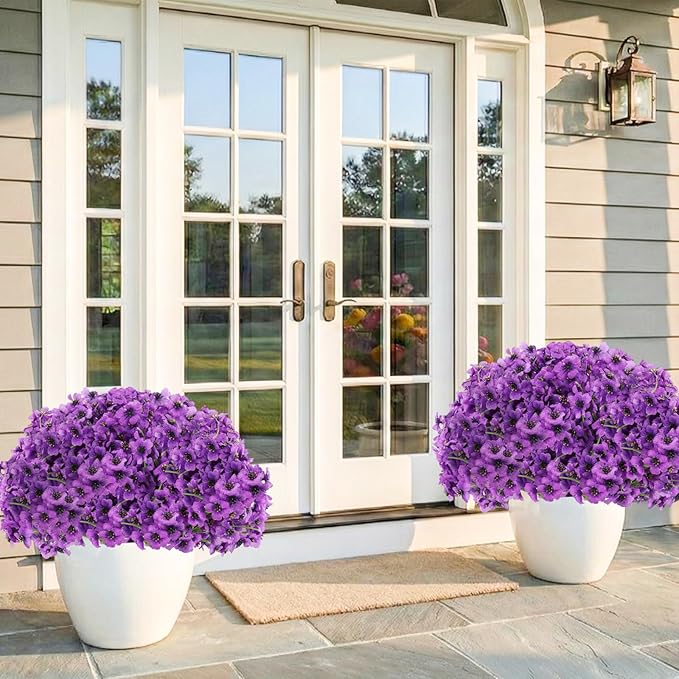 22 Bundles Artificial Flowers Outdoor, Faux Flowers UV Resistant with Plastic Plants, Faux Silk Flowers for Outdoors Outside Front Porch Hanging Planter Window Box Garden Decoration