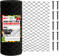 Heavy Duty Bird Netting for Garden Protection & Fruit Trees, 15x15 Ft with 10 Stakes – Black Anti-Bird Net for Poultry, Deer, & Squirrel Protection, Durable Nylon Mesh for Garden and Yard Use