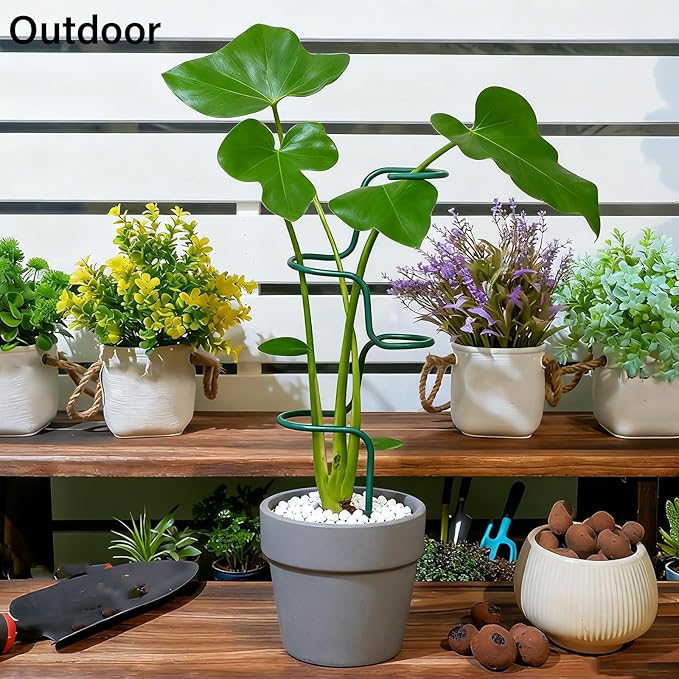 Set of 3 Sturdy Metal Plant Support Stakes for Indoor & Outdoor Use - Garden Trellis for Hydrangeas, Monstera, Flowers, Herbs, and Seedlings - Ideal for Small to Medium Plants
