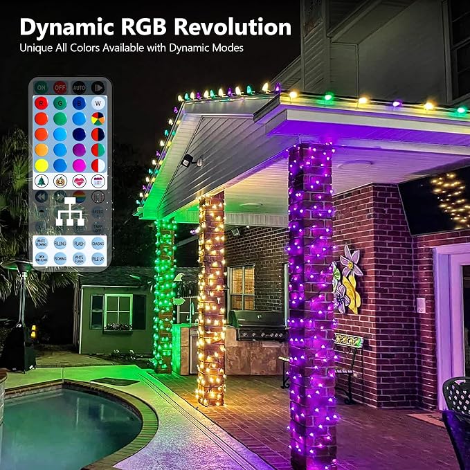 Brizled Color Changing Christmas Lights, 33ft 100 LED RGB Easter Light String with Remote, Dimmable Mini Light String, USB Indoor Decorative Lighting Party Xmas Tree Wreath Year-Round Holiday
