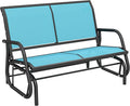 Outsunny 2-Person Outdoor Glider Bench, Patio Double Swing Rocking Chair Loveseat w/Powder Coated Steel Frame for Backyard Garden Porch, Blue