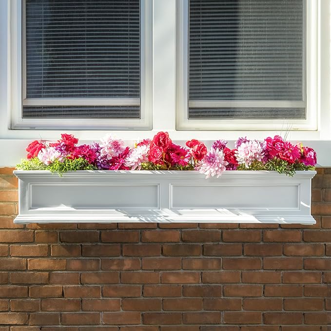 Mayne Fairfield 5-Foot Window Box – Self-Watering, Weather-Resistant Planter for Flowers – Durable Design for Outdoor Use, Perfect for Windows